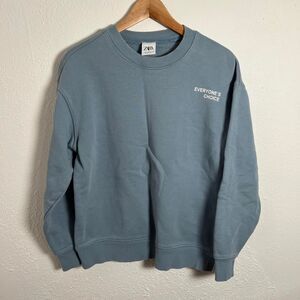 Zara Men's Blue and Grey Sweatshirt